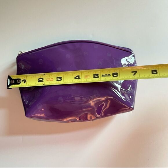Lancôme Paris Makeup Bag Purple Patent Faux Leather Cosmetic Pouch Rare Vintage - Picture 8 of 10